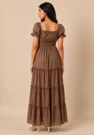Mocha Meadow Tiered Dress
