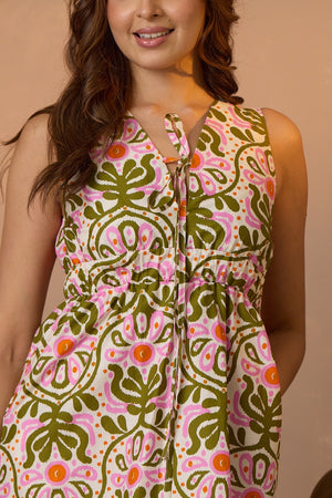 Olive Blossom Breeze Dress