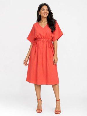 Coral Crush Flutter Dress