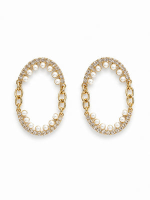Golden Pearl Loop Hoops