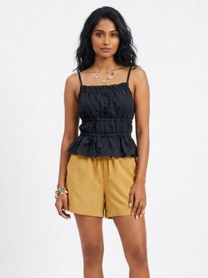 Mustard Clover Drawstring Shorts