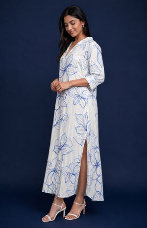 Azure Bloom Maxi Dress
