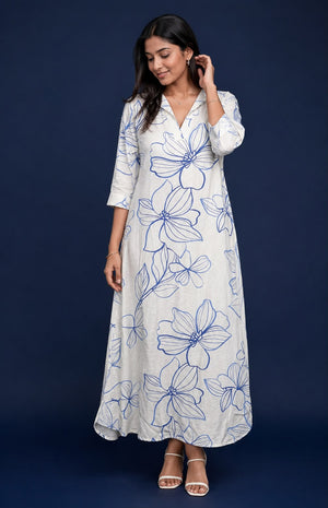 Azure Bloom Maxi Dress