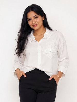 Blush White Bloom Lace Shirt